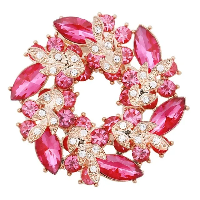Beautiful Colorful Crystal Rhinestones Fashion Garland Flower Brooch Pins for Lady in various colors WEIMANJINGDIAN Brand