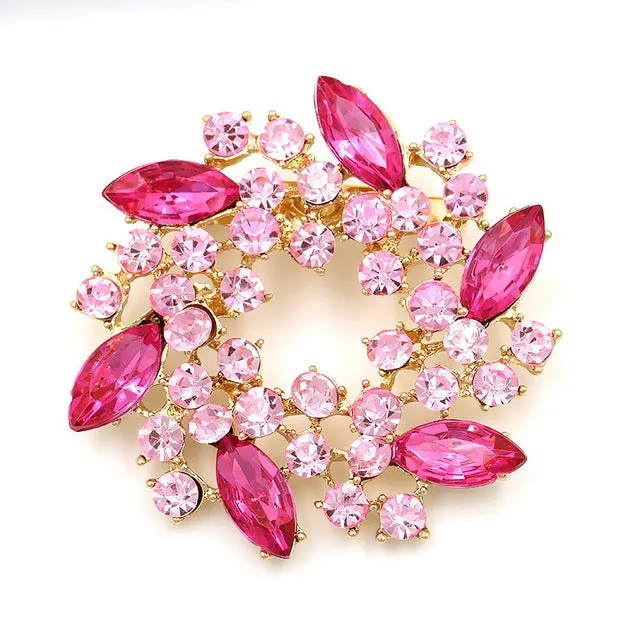 Beautiful Colorful Crystal Rhinestones Fashion Garland Flower Brooch Pins for Lady in various colors WEIMANJINGDIAN Brand