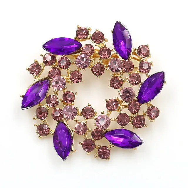 Beautiful Colorful Crystal Rhinestones Fashion Garland Flower Brooch Pins for Lady in various colors WEIMANJINGDIAN Brand