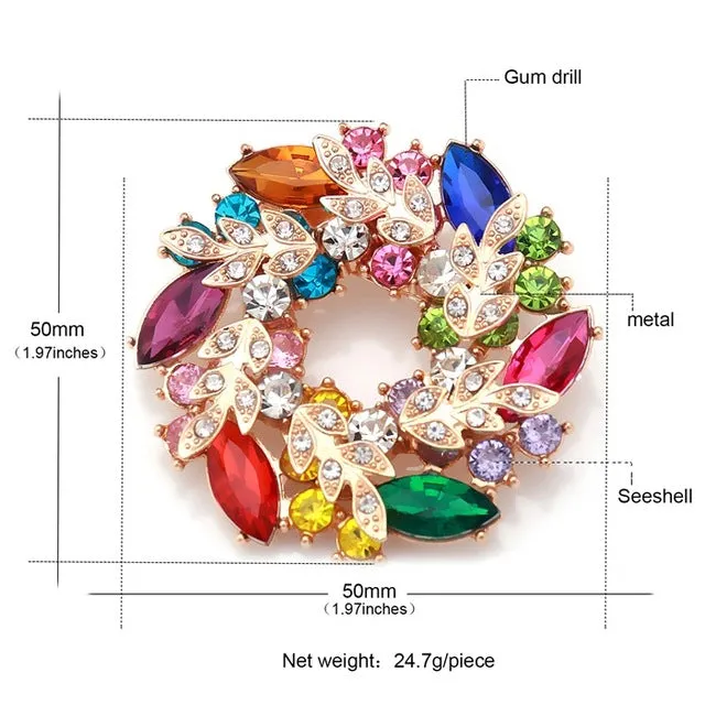 Beautiful Colorful Crystal Rhinestones Fashion Garland Flower Brooch Pins for Lady in various colors WEIMANJINGDIAN Brand
