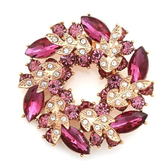 Beautiful Colorful Crystal Rhinestones Fashion Garland Flower Brooch Pins for Lady in various colors WEIMANJINGDIAN Brand