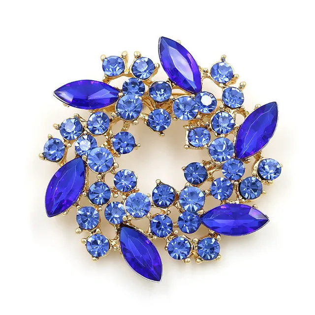 Beautiful Colorful Crystal Rhinestones Fashion Garland Flower Brooch Pins for Lady in various colors WEIMANJINGDIAN Brand