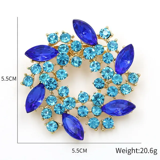 Beautiful Colorful Crystal Rhinestones Fashion Garland Flower Brooch Pins for Lady in various colors WEIMANJINGDIAN Brand