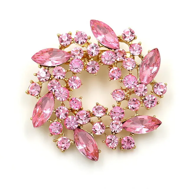 Beautiful Colorful Crystal Rhinestones Fashion Garland Flower Brooch Pins for Lady in various colors WEIMANJINGDIAN Brand