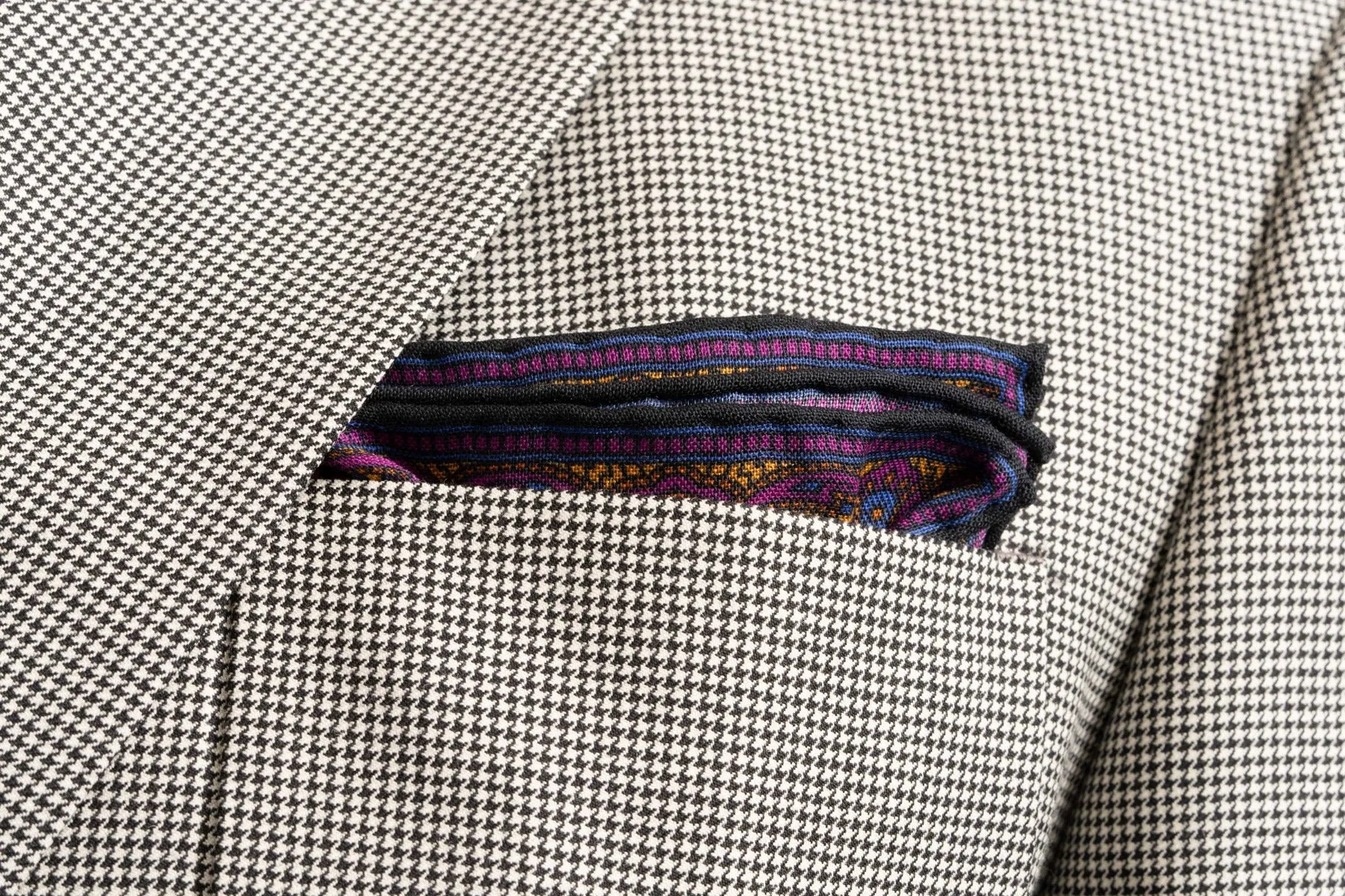 Charcoal & Yellow Paisley Silk-Wool Pocket Square