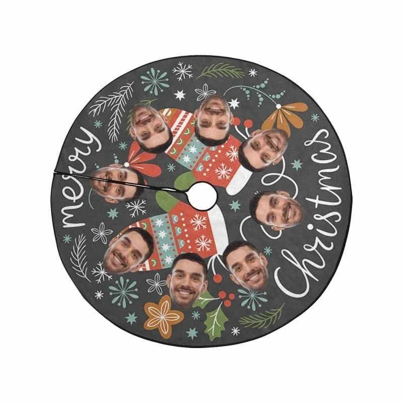 Custom Face Christmas Gloves Christmas Tree Skirt