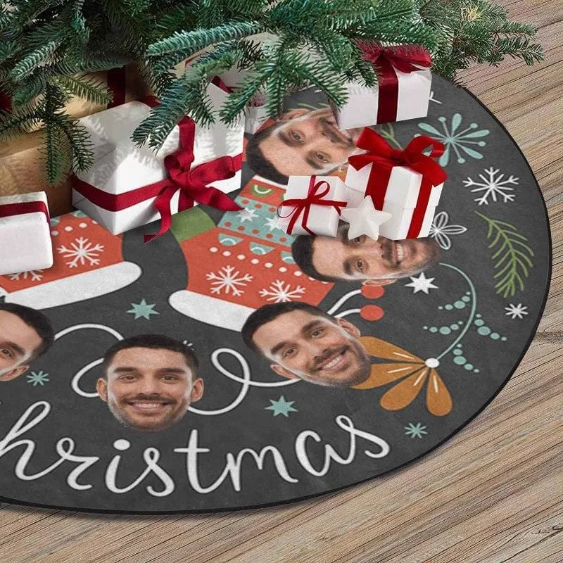 Custom Face Christmas Gloves Christmas Tree Skirt