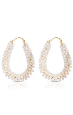 Ettika Pearl Wrapped Hoop Earrings ~ Pearl
