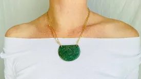 Imperial Jade Pendant on Gold Plated Chain. Guatemalan Jade