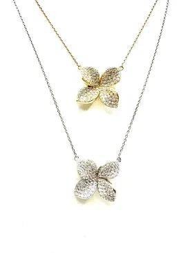 Micro Pave Flower Necklace