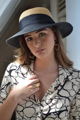 Nina Bucket Sun Hat Black Camel