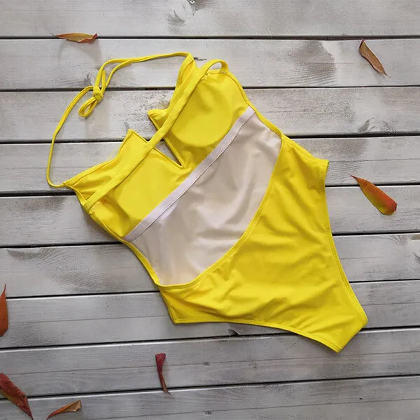 One Shoulder V Wire Backless One Piece Avery
