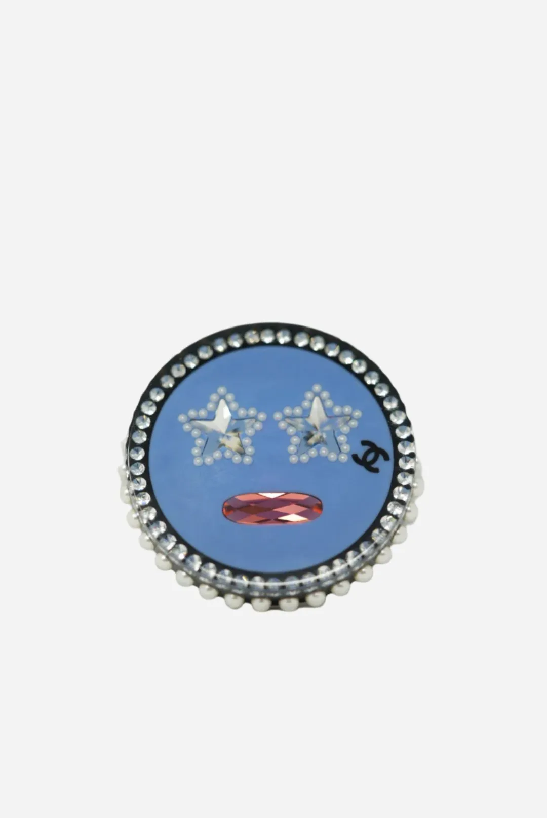 Pre-Owned Chanel Round Acrylic Brooch 2016