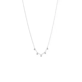 Rhodium Plated Dainty CZ Charm Necklace