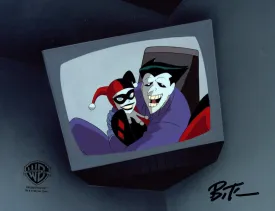 Superman the Animated Series Original Production Cel signed by Bruce Timm: Joker and Harley Quinn