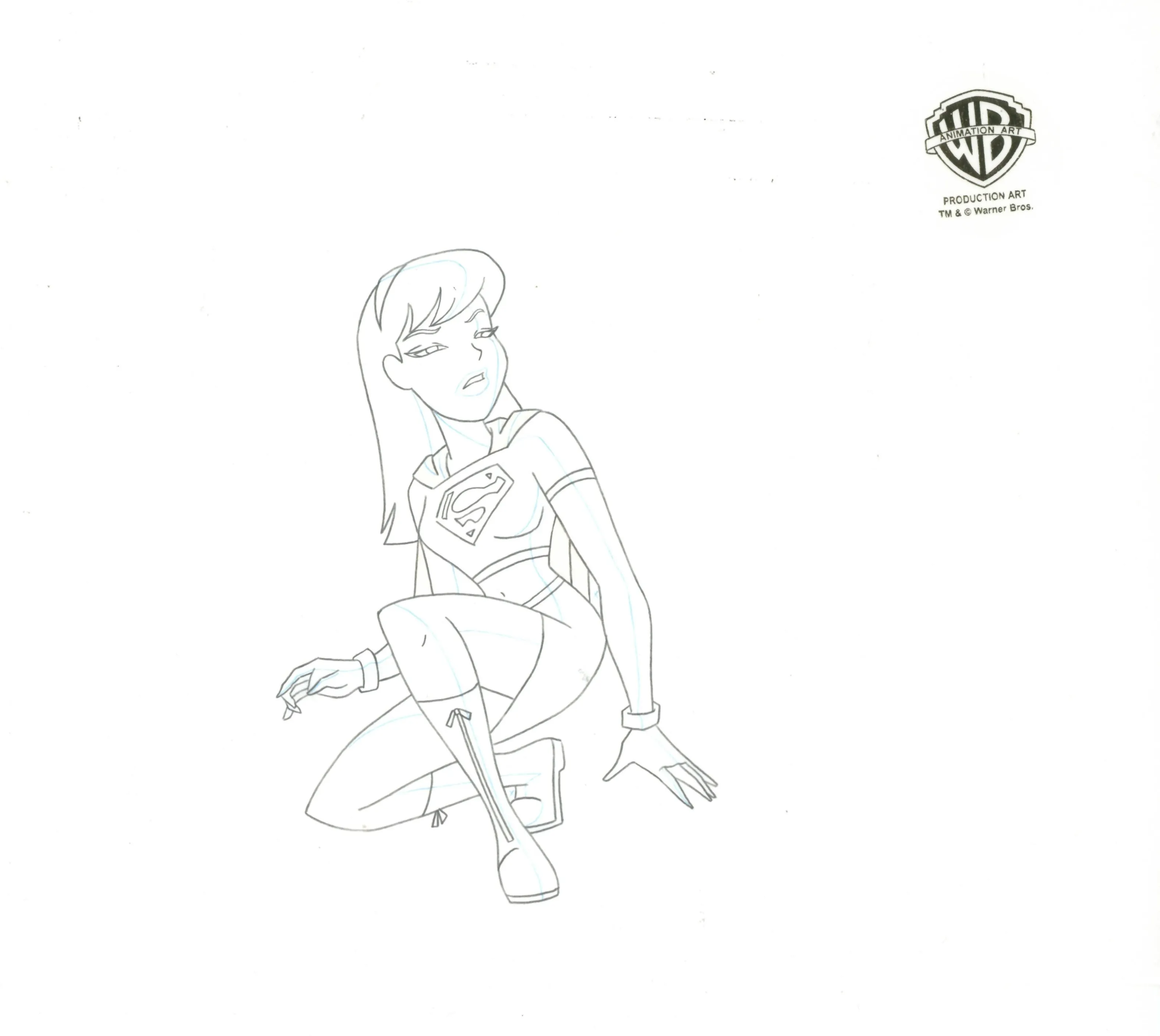 Superman the Animated Series Original Production Cel With Matching Drawing: Supergirl, Superman