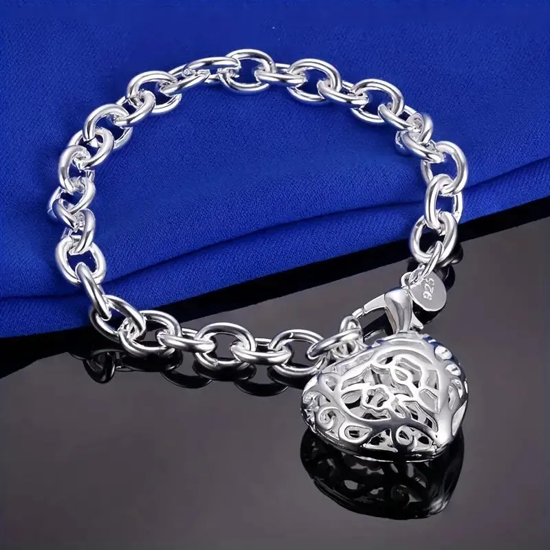 Three-Dimensional Heart Bracelet only at Bling & Bloom's Boutique | Chunky Bracelet | Silver Bracelets