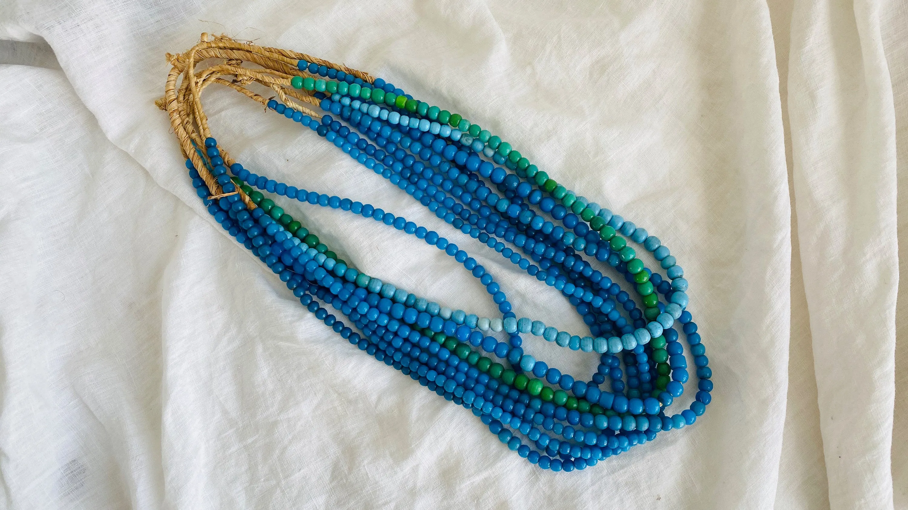 Vintage African Multi Strand Necklace. Ghana. Blues.