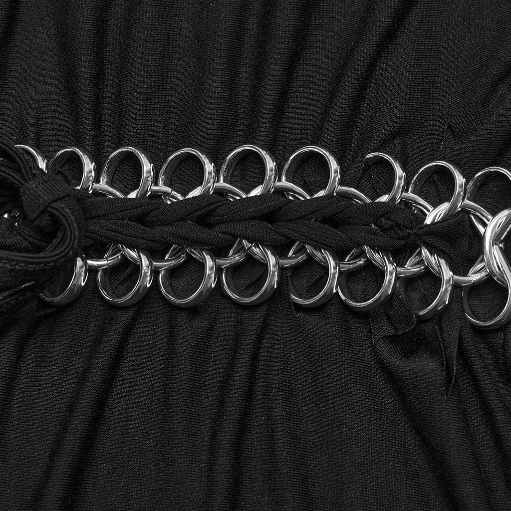 Women's Punk Cutout Ring Chain Short Sleeved Crop Top