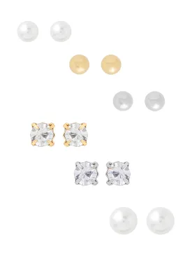 Yellow Chimes Stud Earrings for Women | Fashion Gold Earrings for Girls Combo of 6 Pairs Studs Earrings Set | Circle Shaped Women Earrings | Birthday Gift For Girls Anniversary Gift for Wife